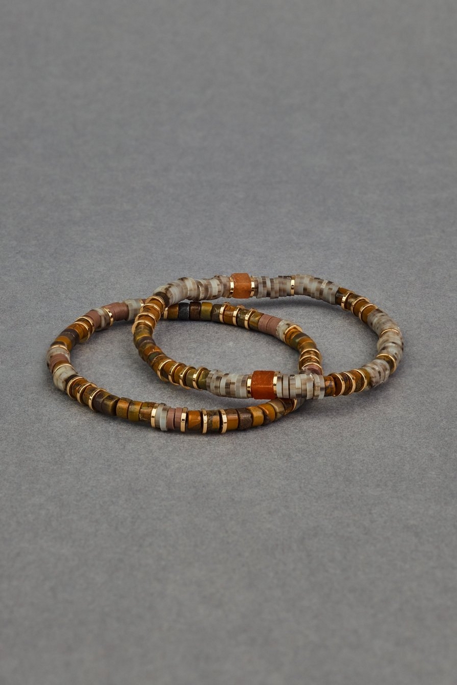 natural beaded bracelet set